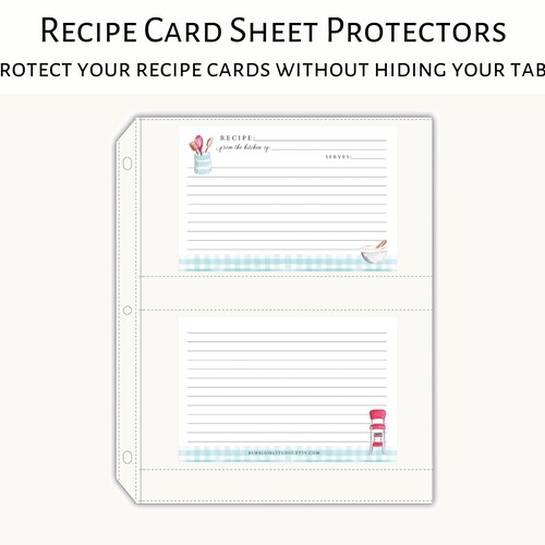 4x6 or 5x7 Recipe Card Sheet Protectors for Full Size Recipe Etsy