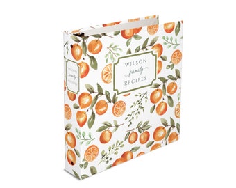 Orange greenery recipe binder 8.5 x 11 leafy 3 ring binder | Kitchen Recipe Binder