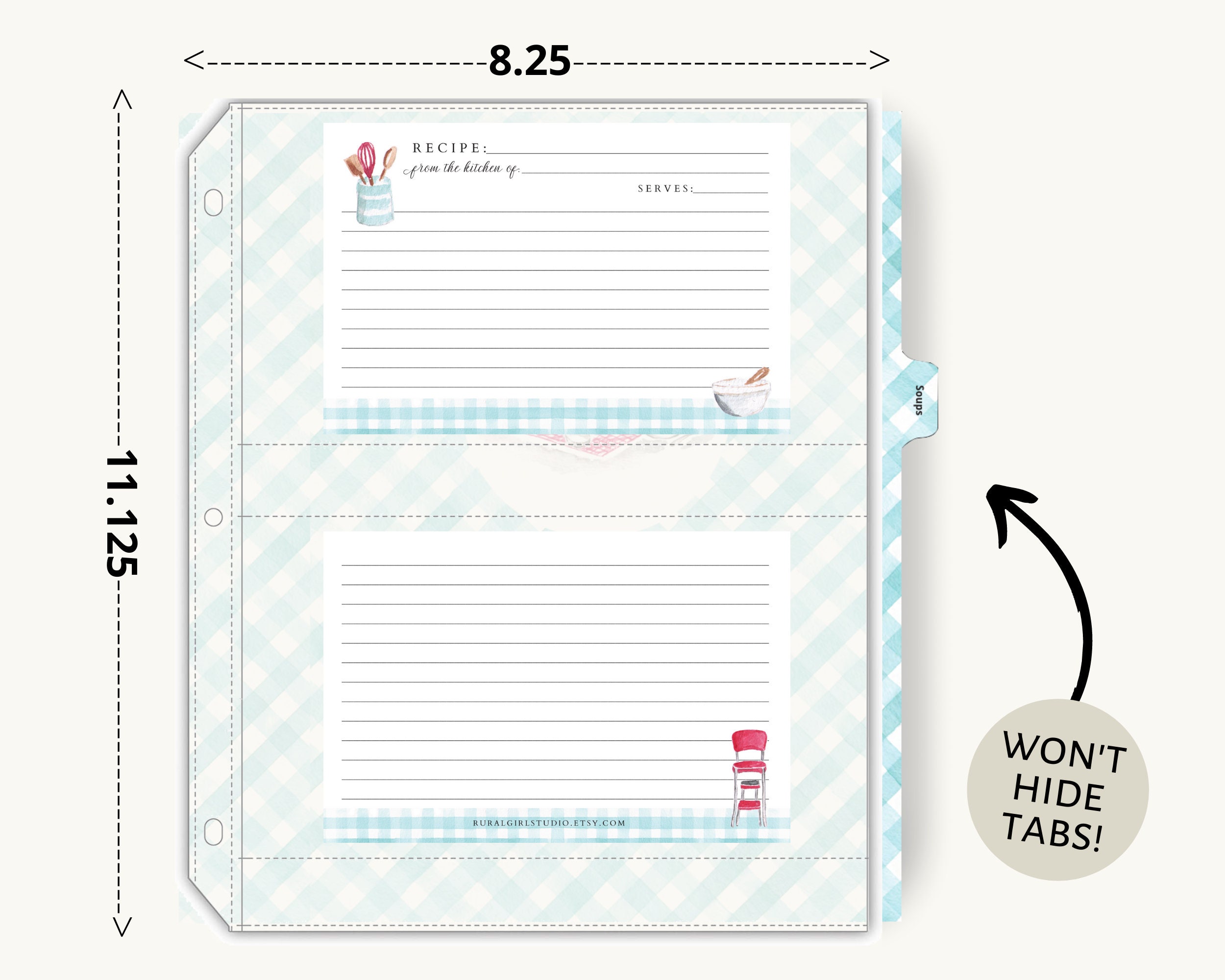 4x6 or 5x7 Recipe Card Sheet Protectors for Full Size Recipe Etsy