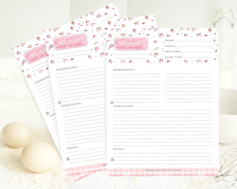 Recipe Binder Filler Paper Recipe Binder pages, Full Size Recipe page, 3 ring recipe paper bild 4