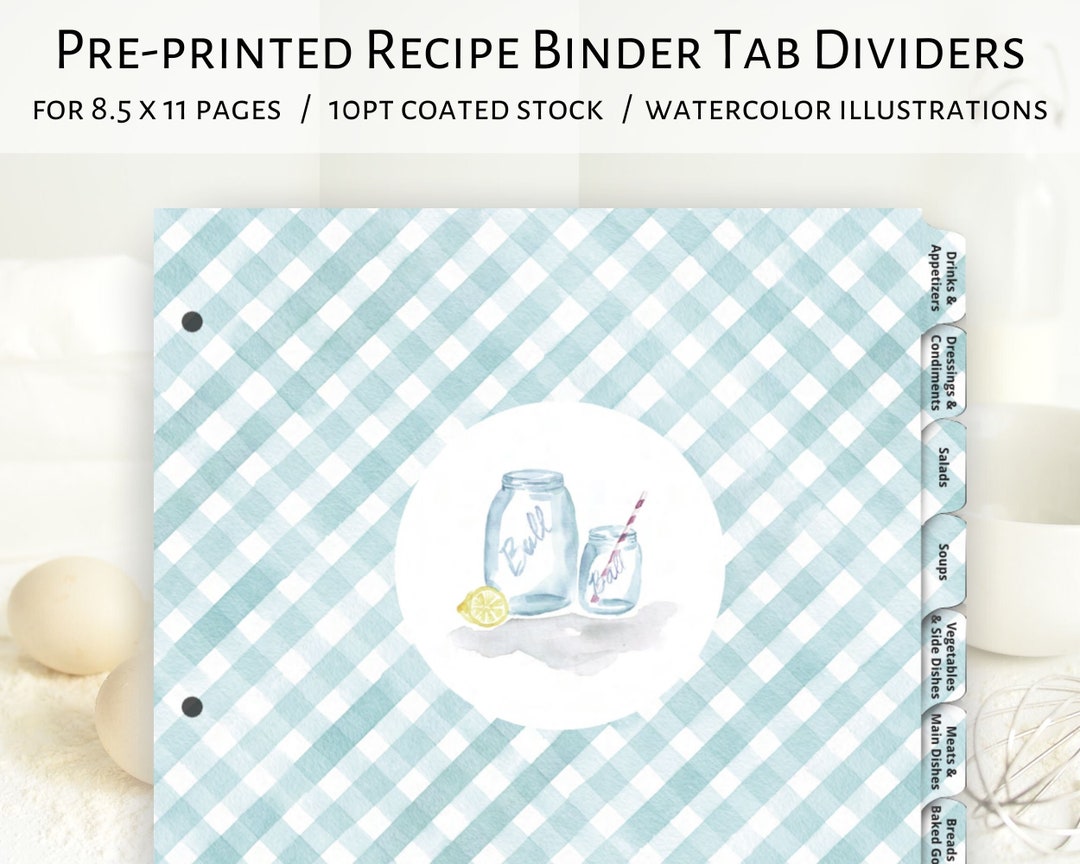 Recipe Binder Tab Dividers Retro Recipe Binder Tab Inserts Etsy
