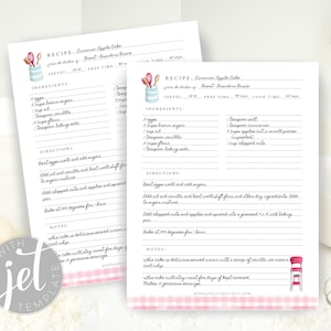 Editable Recipe Template, Printable Recipe Template, Recipe Binder Printable, Recipe page 8.5 x 11