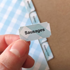 Add-on Recipe Tab Labels | 24 or 34 alternate categories | Blue, Pink, Red or Yellow - for our full size tab sets