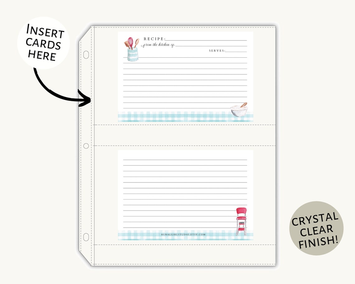 4x6 or 5x7 Recipe Card Sheet Protectors for Full Size Recipe Etsy