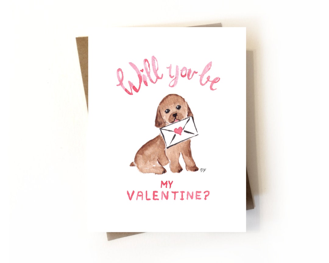 Will You Be My Valentine? Watercolor Valentine Card, Cute Valentine ...