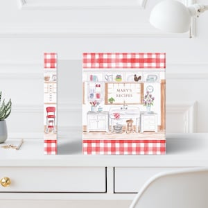 MINI Red Retro kitchen Recipe binder, mini 3 ring recipe binder, Kitchen Recipe Binder, half-size binder, 3 ring binder recipe book