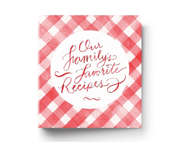 Family Recipes 3-ring Recipe Binder, RED, Watercolor Gingham Recipe Binder  | Red Recipe Binder With Hand Lettered Title, Recipe Card Holder - Etsy
