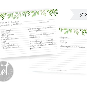 Plantilla de tarjeta de receta editable 5X7 / Plantilla de receta imprimible, Carpeta de recetas imprimible, Tarjeta de receta imprimible