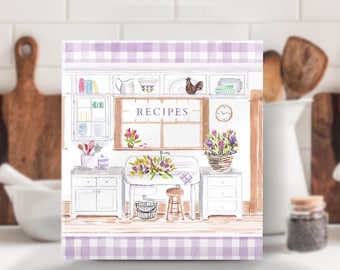 Spring Floral Kitchen 3-ring recipe binder Vintage kitchen 3-ring recipe binder for 8.5 x 11 recipe sheets with a Large 2" spine.