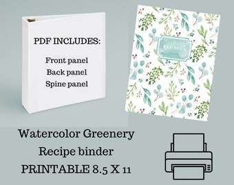 Printable Binder Cover - Watercolor Greenery