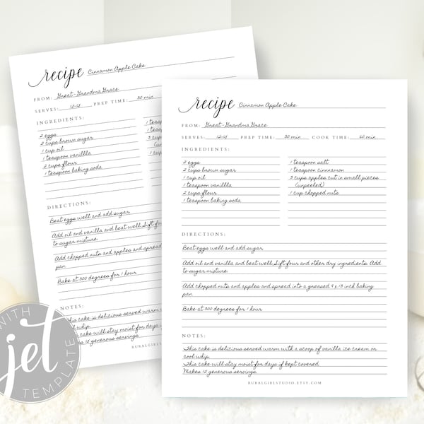 Recipe Template - Etsy