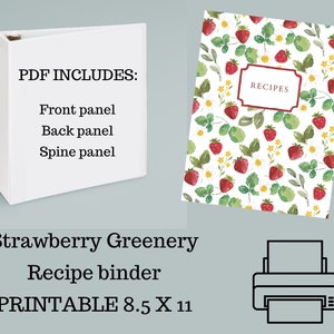 Printable Binder Cover - Strawberry Greenery