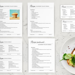 6 simple recipe templates Minimalist Editable Recipe Templates, Printable Recipe Template, Recipe Binder Printable, Recipe page 8.5 x 11