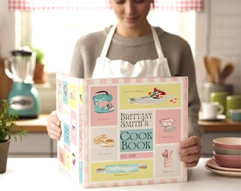 Recipe Binder, Cute, colorful, personalized retro-inspired cookbook recipe binder.