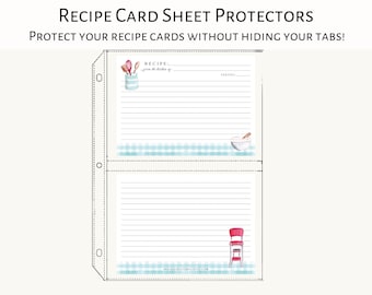 4x6 or 5x7 Recipe Card Sheet protectors for full size recipe binders | Holds 4&quot; x 6&quot; recipe cards | Holds 5&quot; x 7&quot; recipe cards