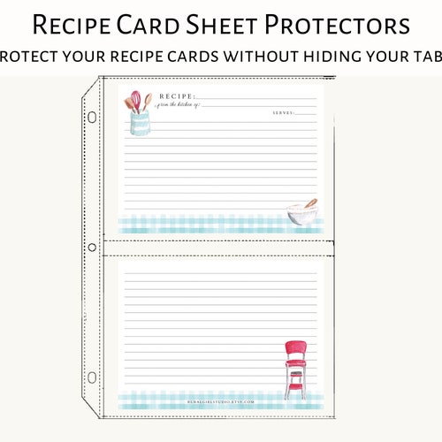 5x7 recipe card binder 4x6 or 5x7 Recipe Card Sheet Protectors for Full Size Recipe Binders |  Holds 4