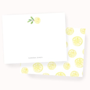 Lemons personalized stationery || watercolor Personalized Stationery Set | A2 Flat with envelopes | cute gift