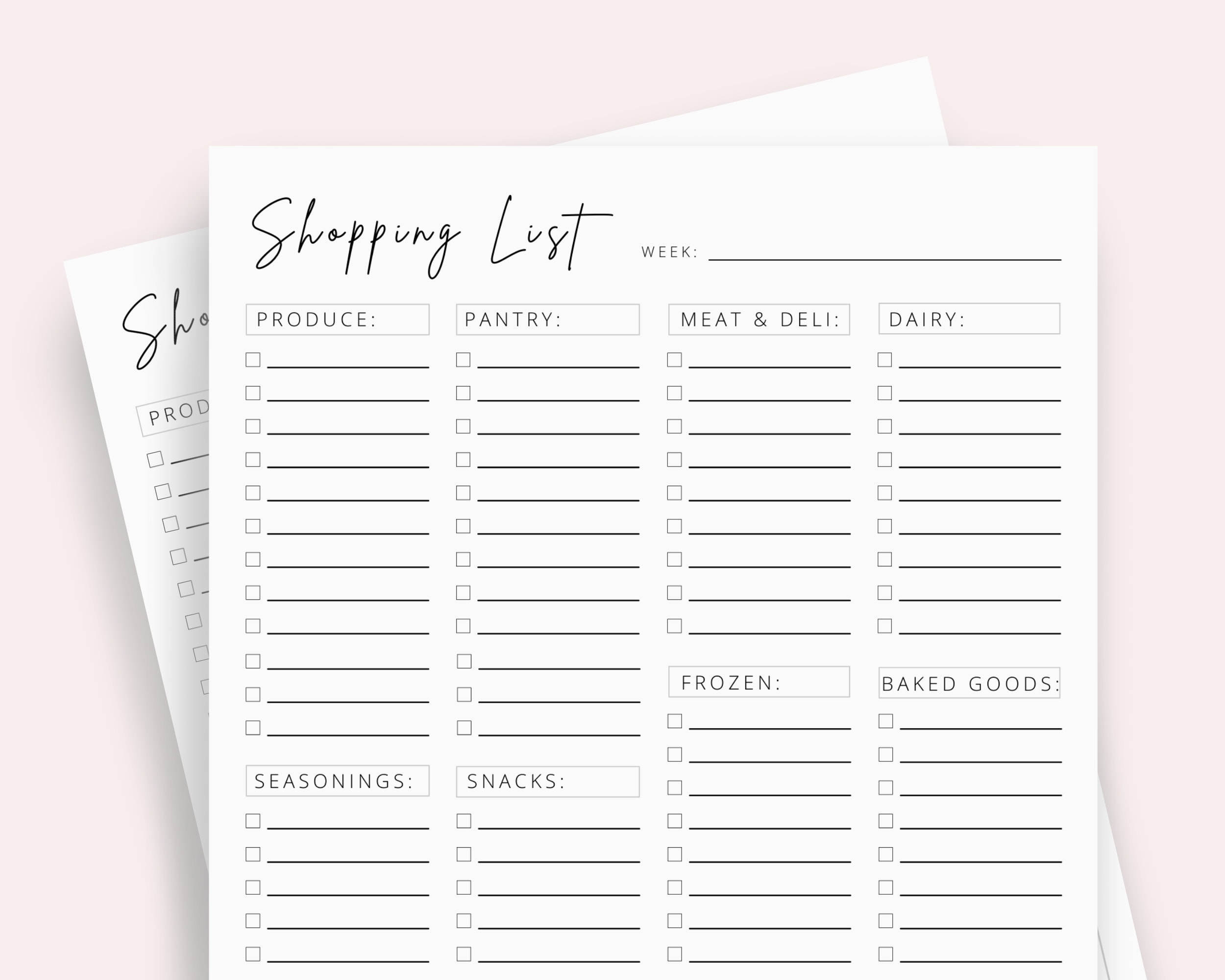 Minimalist Shopping List Printable - Grocery List Printable - Shopping Checklist - Etsy