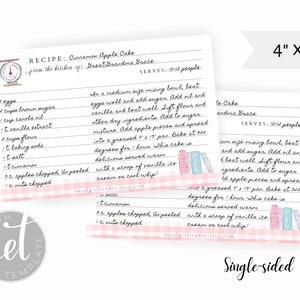 Editable Recipe Card Template, Printable Recipe Template, Recipe Binder Printable, Recipe card printable