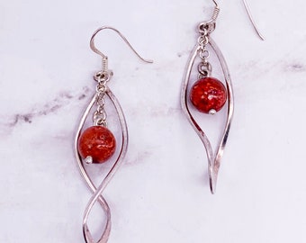 Details about   HANDMADE 14K GF RED CORAL EARRINGS JACKETS 