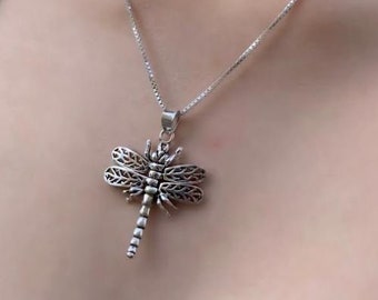 Sterling Silver Dragonfly Pendant/Necklace, Sterling Silver Movable Wings, Delicate Detail, Cut out Sterling Design, Dragonfly Jewelry