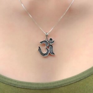 Sterling Silver Ohm Pendant Chakra Necklace, Sterling Silver Zen Spiritual Pendant Necklace, Yoga Jewelry OHM Meditation Buddhist with Chain