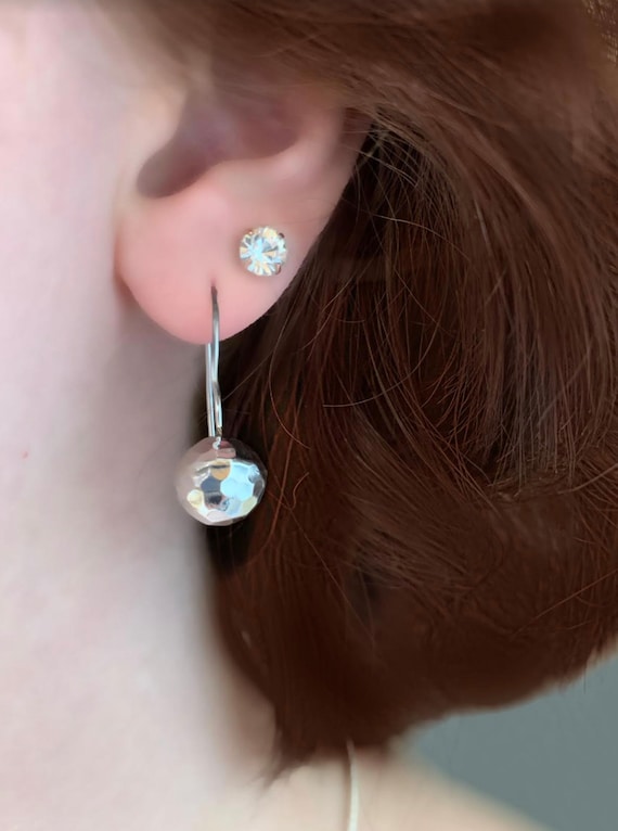 Silver ball drop earrings best sale