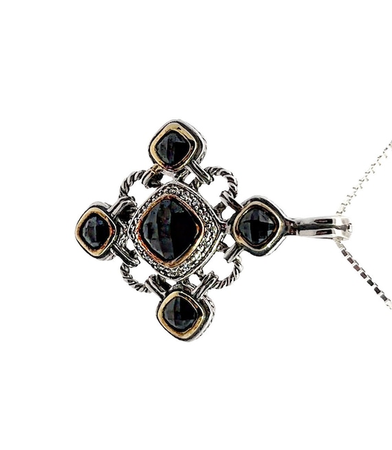 Sterling Silver Black Onyx Necklace/Pendant, Diam… - image 2