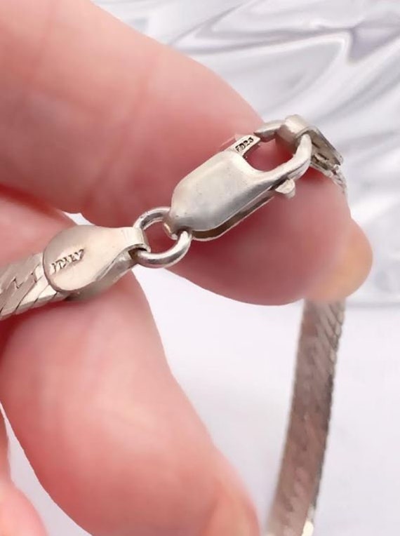 Sterling Silver Herringbone Chain Bracelet, Flat … - image 5