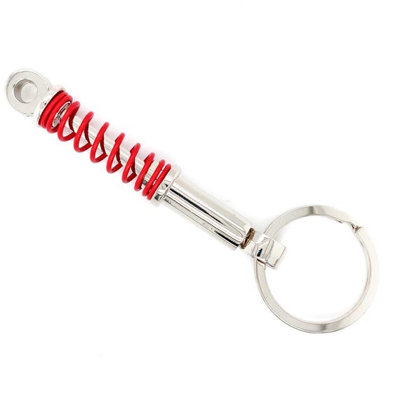 Spring Shock Keychain, Spring Shock Key Holder, Automotive Key Chain, Suspension Spring Shock Absorber Stainless Steel, Red, or Black