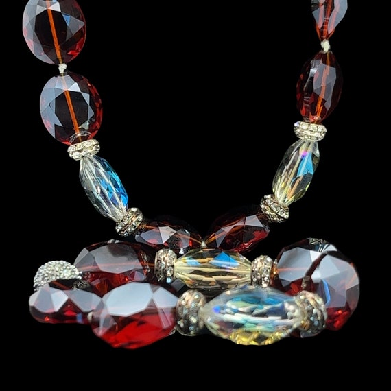 Cubic Zirconia and Cut Crystal Beaded Necklace, M… - image 2