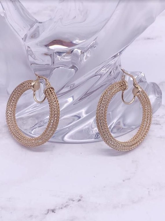 Gold Overlay on Sterling Silver Hoops, Beautifull… - image 1