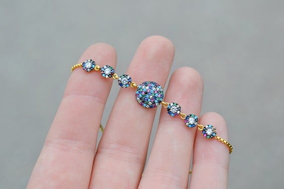 Multiple colored gemstones with 3 multi colored f… - image 1