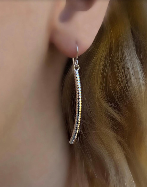 Long Sterling Silver Earrings, Silver Dangle Earr… - image 1