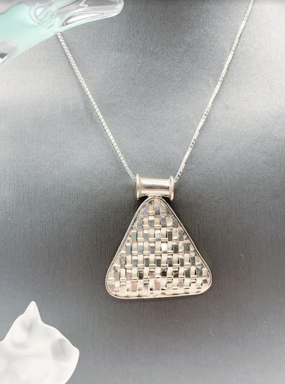 Basket Weave Pendant, Triangle Sterling Silver Wea