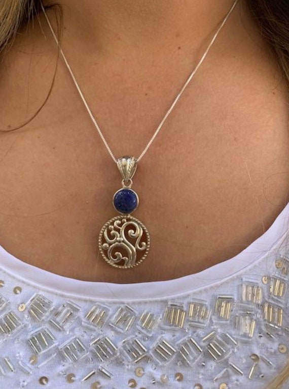 Sterling Silver Lapis Lazuli Necklace/Pendant, Vin