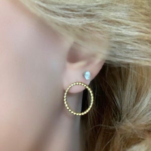 Sterling Silver Gold Overlay Earrings, Round Gold Over 925 Beaded Earrings, Minimalist Earrings, Drop Mini Ball Pushback Earrings