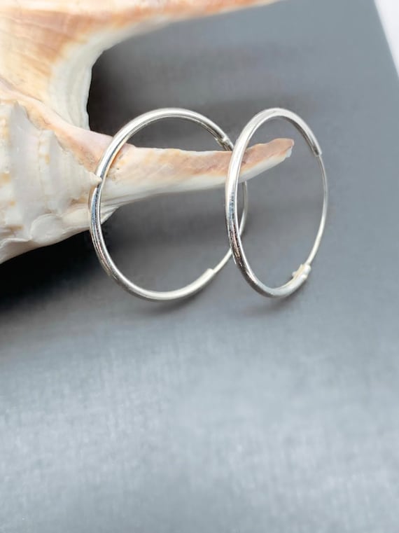 Sterling Silver Small Hoop Earrings, Classic One … - image 2