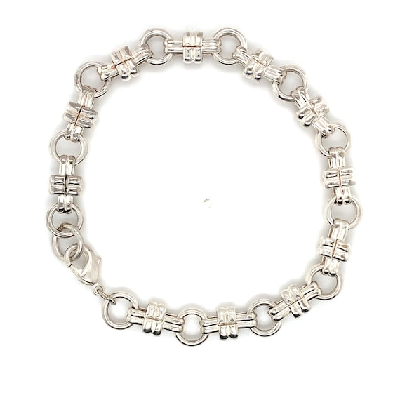 Silver Plated Link Bracelet, Unique Design, Silver
