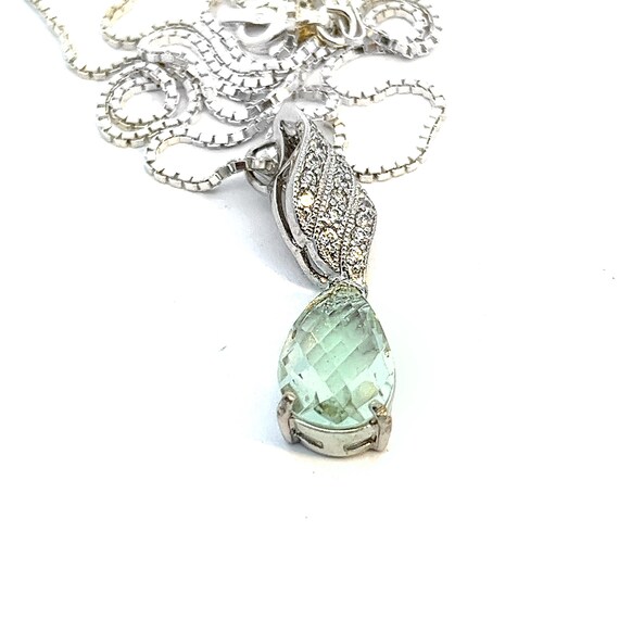 Sterling Silver Green Peridot Pendant/Necklace, C… - image 2