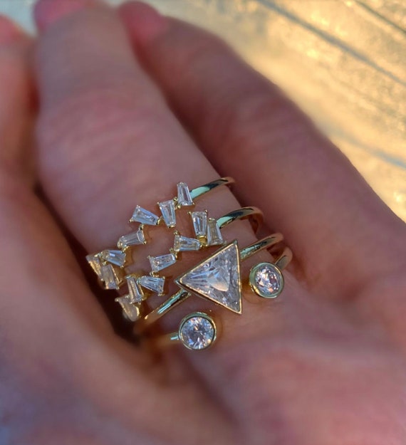 Sterling silver Gold Overlay Stackable Sterling S… - image 5