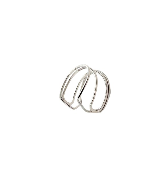 Silver Plated Abstract Statement Ring, Adjustable… - image 2