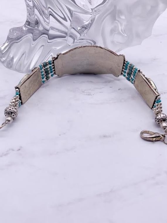 Turquoise, Silver over Brass, Handmade Nepalese A… - image 3