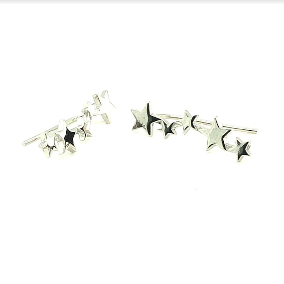 Sterling Silver Star Dangle Earrings, Star Jewelr… - image 1