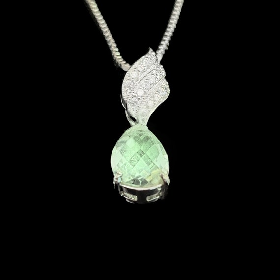 Sterling Silver Green Peridot Pendant/Necklace, C… - image 1