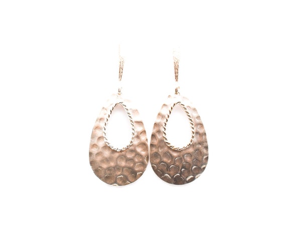 Hammered Sterling Silver Tear Drop Earrings, Silv… - image 3