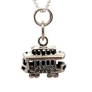 Wire Car Charm Halskette/Armband, Sterling Silber Antik Retro Kabelbahn, San Francisco Charm