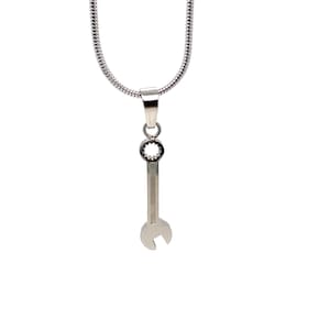 Collier clé porte-outil|Collier clé plate-forme à graver|Pendentif clé outil|Bijoux mécanique|Bijoux automobile en argent|Bijoux outil|Charme outil