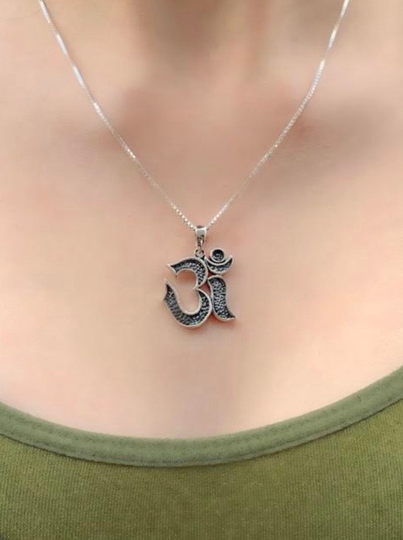 Sterling Silver Ohm Pendant Chakra Necklace, Sterl