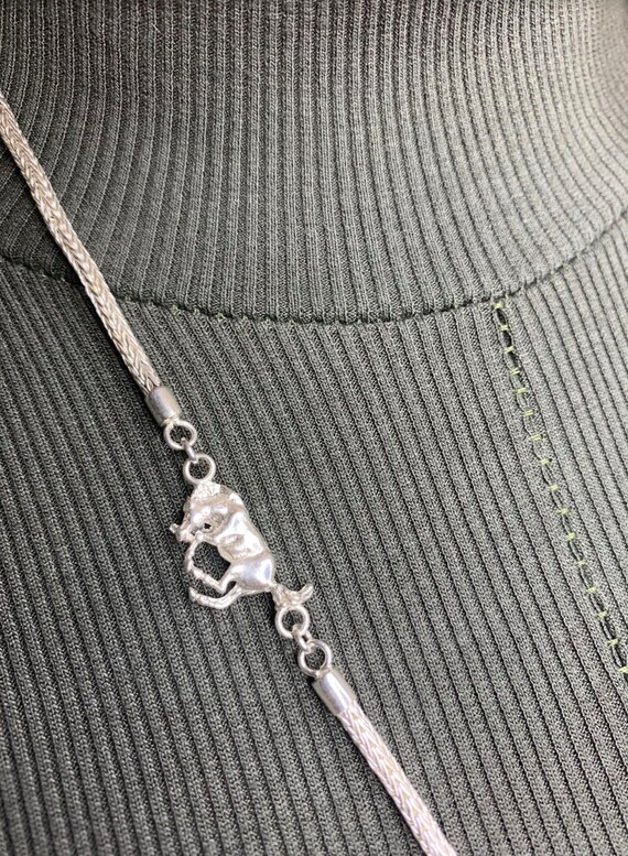 Sterling Silver Braided Rope Necklace, Geometric Shapes